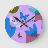 Soft & Steady Floral Butterfly Wall Clock Ronde Klok (Voorkant)