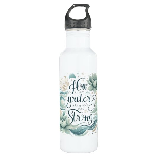 Soft Strength Quote in Flowing Water Design Waterfles (Voorkant)