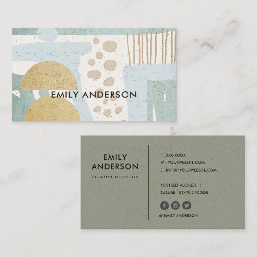 SOFT SUBTLE AQUA MODERN ABSTRACTE GEOMETRISCHE ART VISITEKAARTJE (Voorkant / Achterkant)