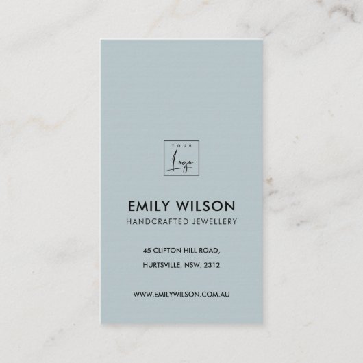 SOFT SUBTLE BLUSH BLUE FLORAL BUSINESS DANK U VISITEKAARTJE (Achterkant)