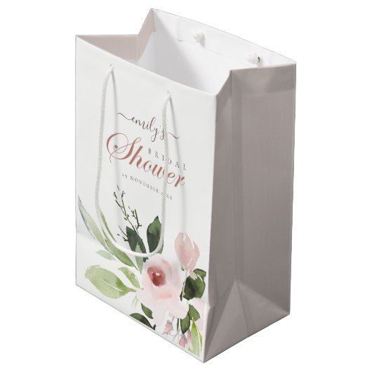 SOFT SUBTLE FLORAL BLUSH PINK ROSE VRIJGEZELLENFEE MEDIUM CADEAUZAKJE (Voorkant Gekanteld)