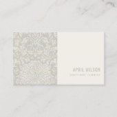 SOFT SUBTLE GRAY WHITE DAMASK FLORAL PATTERN VISITEKAARTJE (Voorkant)