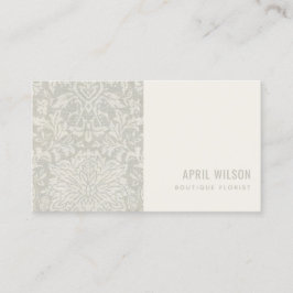 SOFT SUBTLE GRAY WHITE DAMASK FLORAL PATTERN VISITEKAARTJE