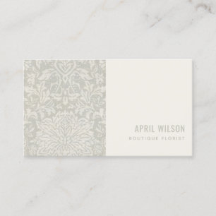 SOFT SUBTLE GRAY WHITE DAMASK FLORAL PATTERN VISITEKAARTJE