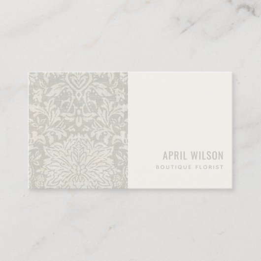 SOFT SUBTLE GRAY WHITE DAMASK FLORAL PATTERN VISITEKAARTJE (Voorkant)
