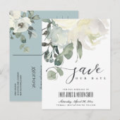 SOFT SUBTLE IVORY WHITE FLORAL BUNCH BEWAREN DE DA AANKONDIGINGSKAART (Voorkant / Achterkant)