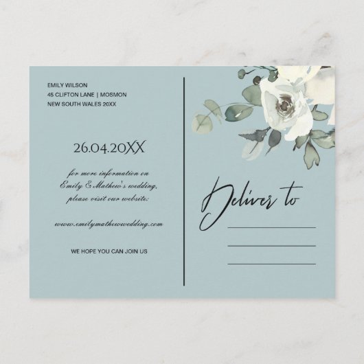 SOFT SUBTLE IVORY WHITE FLORAL BUNCH BEWAREN DE DA AANKONDIGINGSKAART (Achterkant)