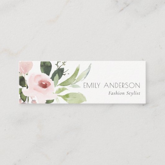 SOFT SUBTLE KLEUR WASSE BLUSH PINK FLORAL BUNCH MINI VISITEKAARTJE (Voorkant)