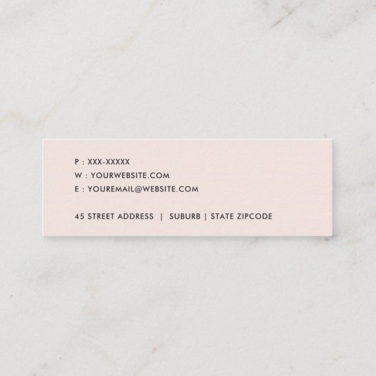 SOFT SUBTLE KLEUR WASSE BLUSH PINK FLORAL BUNCH MINI VISITEKAARTJE (Achterkant)