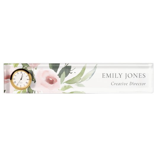 SOFT SUBTLE KLEUR WASSE BLUSH PINK FLORAL BUNCH NAAMBORDJE (Voorkant)