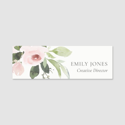 SOFT SUBTLE KLEUR WASSE BLUSH PINK FLORAL BUNCH NAAMPLAATJE (Voorkant)