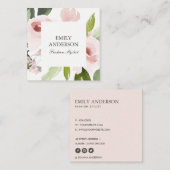 SOFT SUBTLE KLEUR WASSE BLUSH PINK FLORAL BUNCH VIERKANTE VISITEKAARTJE (Voorkant / Achterkant)