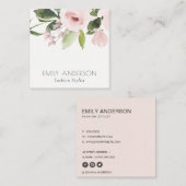 SOFT SUBTLE KLEUR WASSE BLUSH PINK FLORAL BUNCH VIERKANTE VISITEKAARTJE (Voorkant / Achterkant)