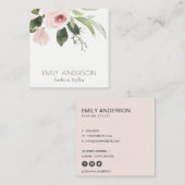 SOFT SUBTLE KLEUR WASSE BLUSH PINK FLORAL BUNCH VIERKANTE VISITEKAARTJE (Voorkant / Achterkant)