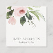 SOFT SUBTLE KLEUR WASSE BLUSH PINK FLORAL BUNCH VIERKANTE VISITEKAARTJE (Voorkant)