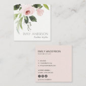 SOFT SUBTLE KLEUR WASSE BLUSH PINK FLORAL BUNCH VIERKANTE VISITEKAARTJE (Voorkant / Achterkant)
