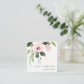 SOFT SUBTLE KLEUR WASSE BLUSH PINK FLORAL BUNCH VIERKANTE VISITEKAARTJE (Staand voorkant)
