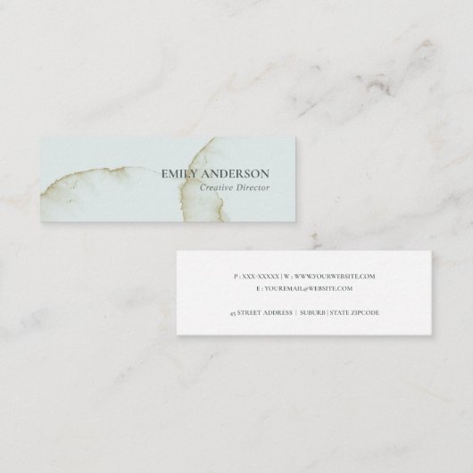 SOFT SUBTLE PASTEL AQUA BLUE GOLD ABSTRACT ORGANIS MINI VISITEKAARTJE (Voorkant / Achterkant)