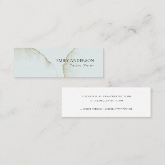 SOFT SUBTLE PASTEL AQUA BLUE GOLD ABSTRACT ORGANIS MINI VISITEKAARTJE (Voorkant / Achterkant)