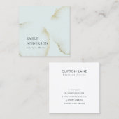 SOFT SUBTLE PASTEL AQUA BLUE GOLD ABSTRACT ORGANIS VIERKANTE VISITEKAARTJE (Voorkant / Achterkant)