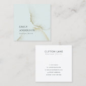 SOFT SUBTLE PASTEL AQUA BLUE GOLD ABSTRACT ORGANIS VIERKANTE VISITEKAARTJE (Voorkant / Achterkant)