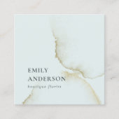 SOFT SUBTLE PASTEL AQUA BLUE GOLD ABSTRACT ORGANIS VIERKANTE VISITEKAARTJE (Voorkant)