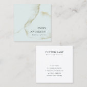 SOFT SUBTLE PASTEL AQUA BLUE GOLD ABSTRACT ORGANIS VIERKANTE VISITEKAARTJE (Voorkant / Achterkant)