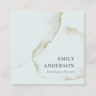 SOFT SUBTLE PASTEL AQUA BLUE GOLD ABSTRACT ORGANIS VIERKANTE VISITEKAARTJE