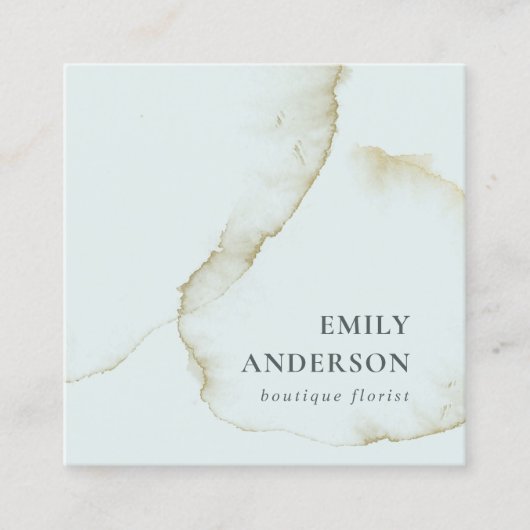 SOFT SUBTLE PASTEL AQUA BLUE GOLD ABSTRACT ORGANIS VIERKANTE VISITEKAARTJE (Voorkant)