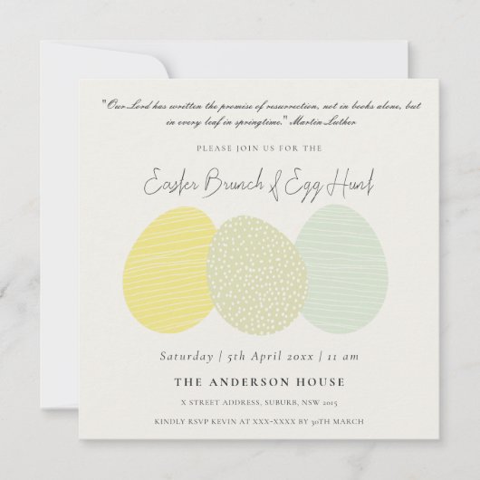 SOFT SUBTLE PASTEL EASTER EIEREN BRUNCH EN EGG HUN KAART (Voorkant)