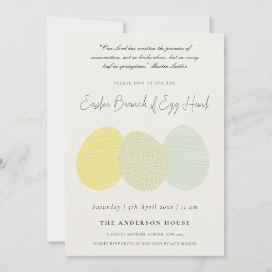 SOFT SUBTLE PASTEL EASTER EIEREN BRUNCH EN EGG HUN KAART (Voorkant)