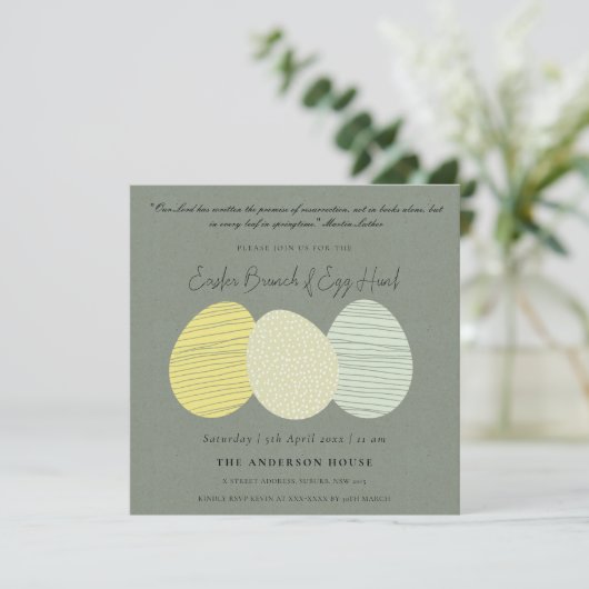 SOFT SUBTLE PASTEL EASTER EIEREN BRUNCH EN EGG HUN KAART (Staand voorkant)