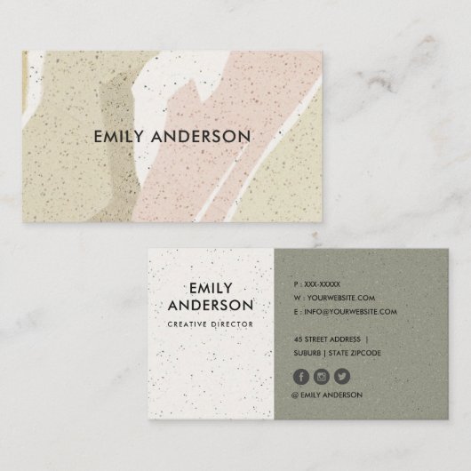 SOFT SUBTLE PINK GRAY MODERN ABSTRACTE ART WAVES VISITEKAARTJE (Voorkant / Achterkant)