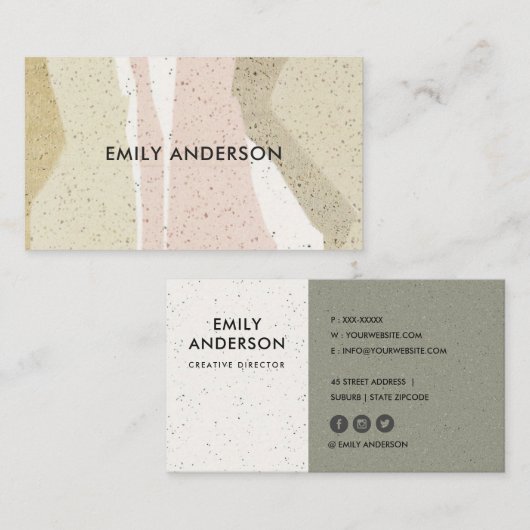 SOFT SUBTLE PINK GRAY MODERN ABSTRACTE ART WAVES VISITEKAARTJE (Voorkant / Achterkant)