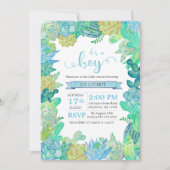 Soft Succulent & Cacti Boy Baby shower nodigt uit Kaart (Voorkant)
