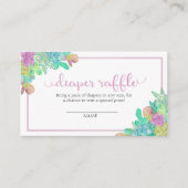Soft Succulent & Cacti Girl Diaper Raffle Card Informatiekaartje (Voorkant)