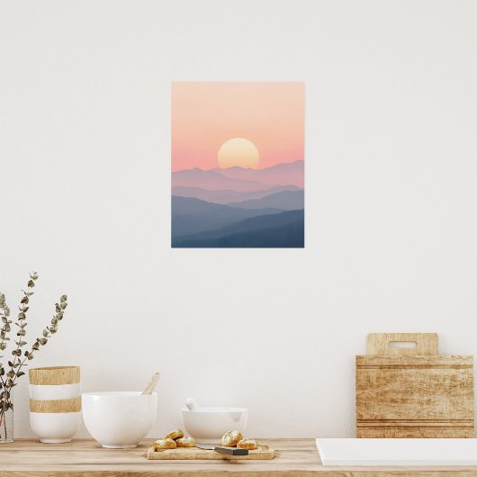 Soft Sunrise Mountain Wall Art Poster (Keuken)