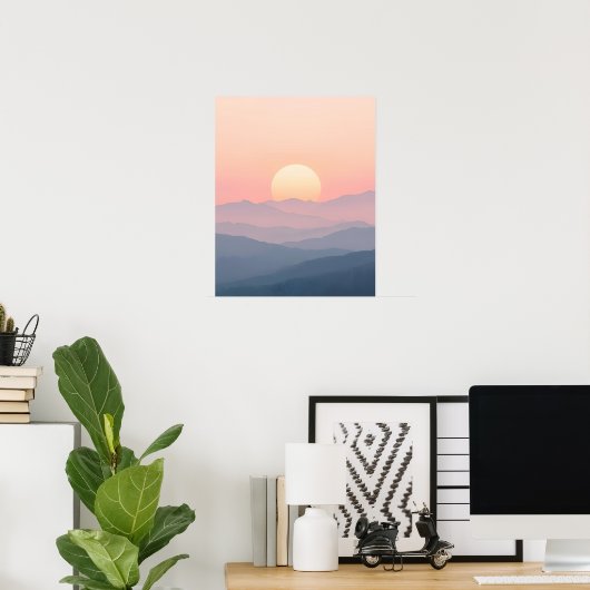 Soft Sunrise Mountain Wall Art Poster (Thuiskantoor)