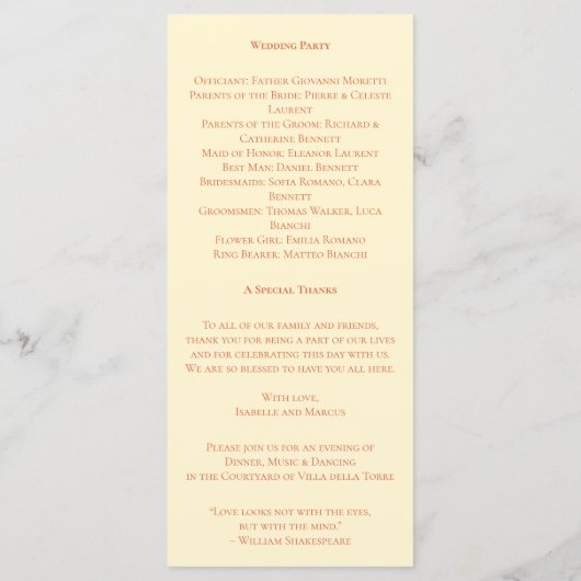 Soft Sunset Hues Wedding Programma Programmakaart (Achterkant)