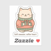 Soft Sweater Softer Heart Sticker | Cute Cozy Cat (Vel)