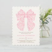 Soft Sweet Blush Pink Lace Coquette Baby shower Kaart (Staand voorkant)