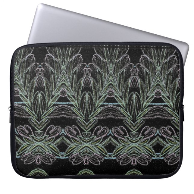 Soft Swirls Black Laptop Sleeve (Voorkant)