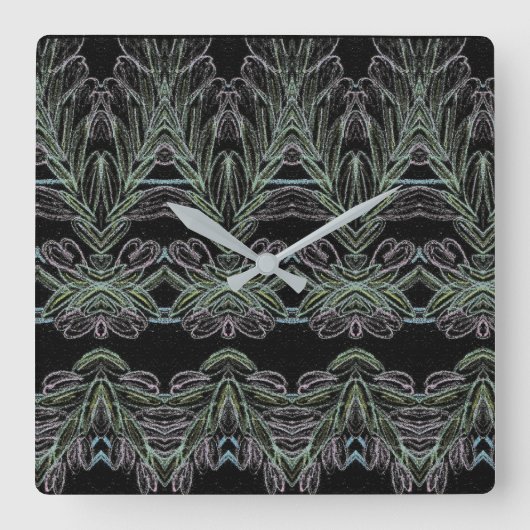 Soft Swirls Black Vierkante Klok (Voorkant)