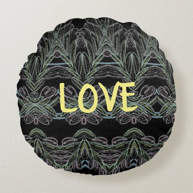 Soft Swirls Love Rond Kussen (Voorkant)