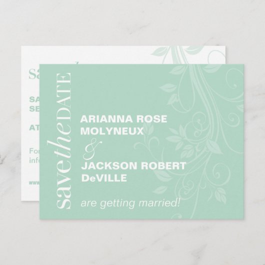 Soft Swirls Sla de datum op Aankondigingskaart (Voorkant / Achterkant)