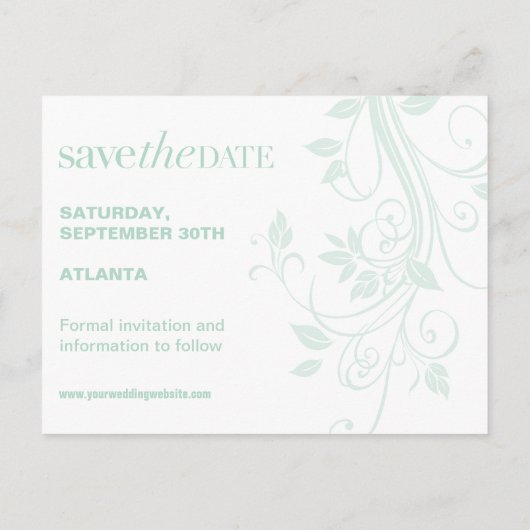 Soft Swirls Sla de datum op Aankondigingskaart (Achterkant)