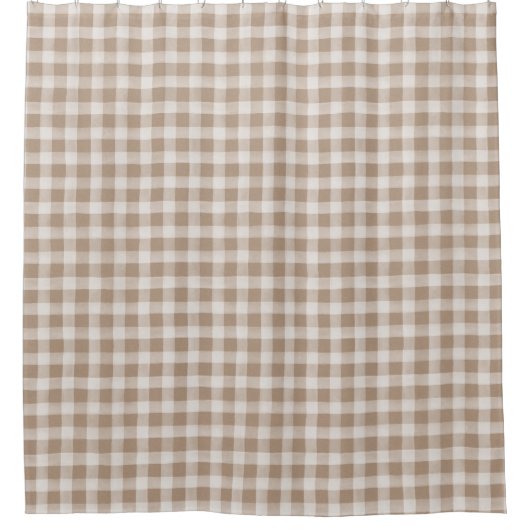 Soft Tan Beige English Country Check Pset Douchegordijn (Voorkant)