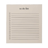Soft Taupe To Do List Minimalist Teacher Simple Notitieblok (Voorkant)