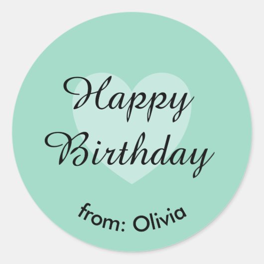 Soft Teal Custom Birthday Sticker (Voorkant)