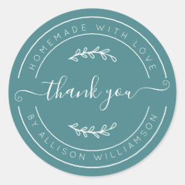 Soft Teal Homemade Thank You Label